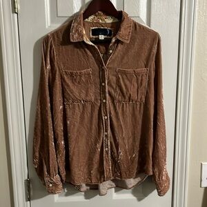 Blue Rain Soft to the Touch Button Down Blush Color Shirt.